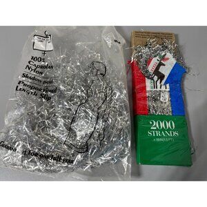 Vintage 80s Strands Tinsel Garland Silver Christmas Tree Decor
